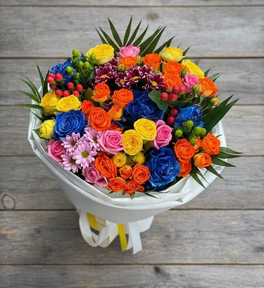 Букет цветов из: Розы и Хризантемы в Комсомольский Республики Дагестан