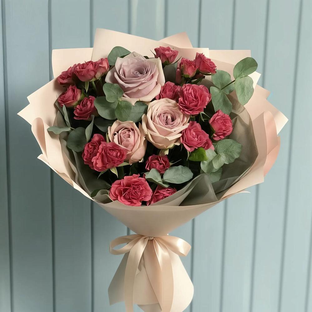 Букет цветов из: Гвоздики и Розы в Комсомольский Республики Дагестан