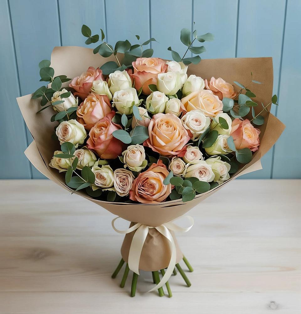 Букет цветов из: Альстромерии и Розы в Комсомольский Республики Дагестан