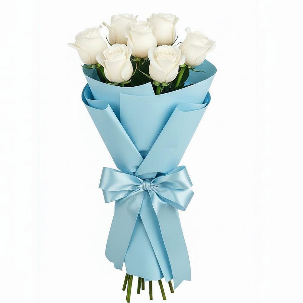 Букет 7 белых роз Проуд в Комсомольский Республики Дагестан