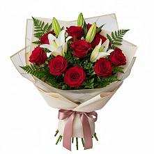 Букет цветов из:  Лилии и Розы в Комсомольский Республики Дагестан