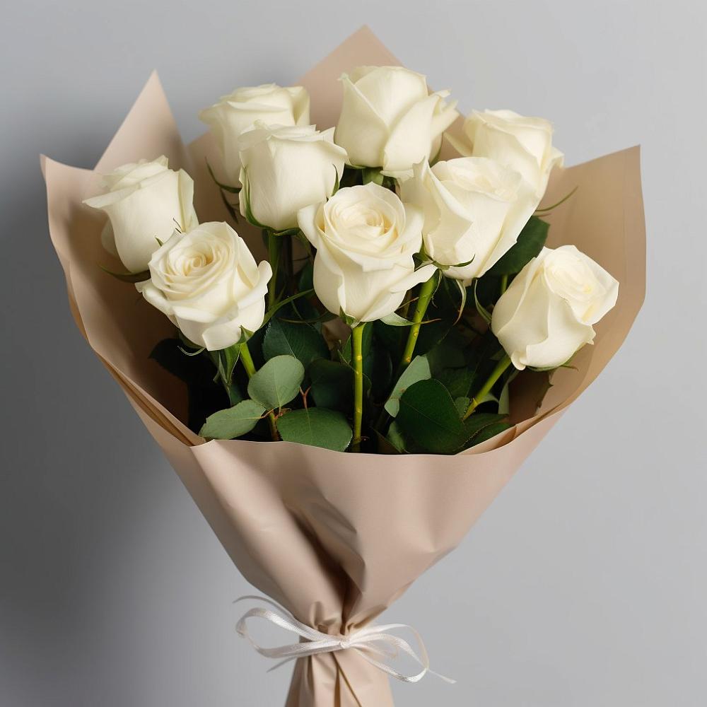 Букет 9 Белых роз Эдлесс Лав в Комсомольский Республики Дагестан