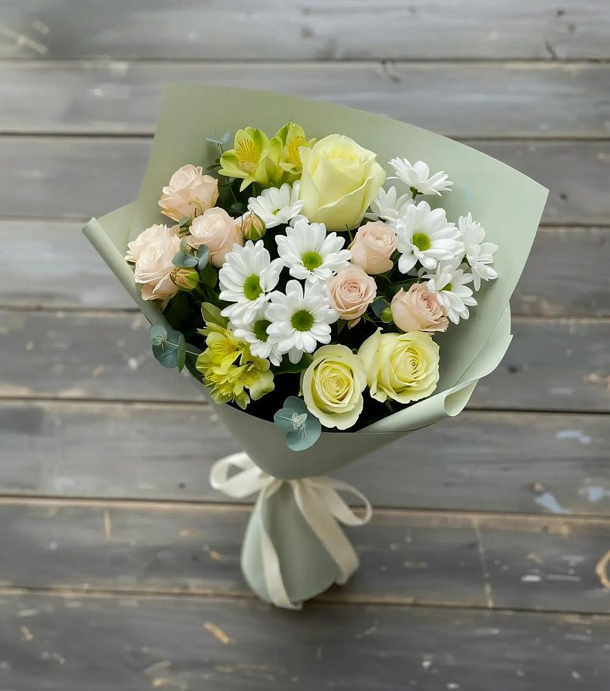 Букет цветов из: Альстромерии, Розы и Хризантемы в Комсомольский Республики Дагестан