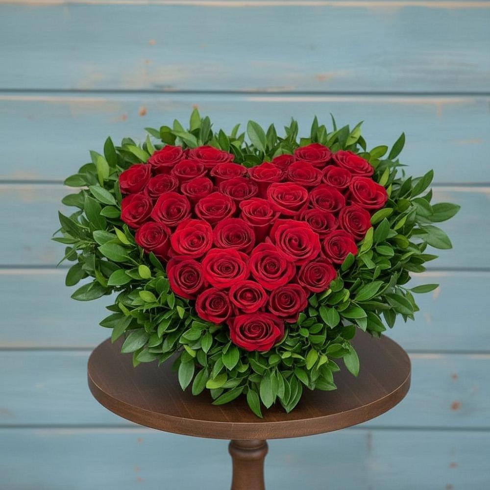 Цветочная композиция из Розы в виде сердца в Комсомольский Республики Дагестан