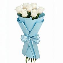 Букет 7 белых роз Проуд в Комсомольский Республики Дагестан