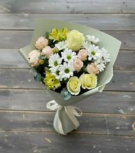 Букет цветов из:  Альстромерии, Розы и Хризантемы в Комсомольский Республики Дагестан