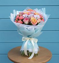 Букет цветов из:  Хризантемы и Розы в Комсомольский Республики Дагестан