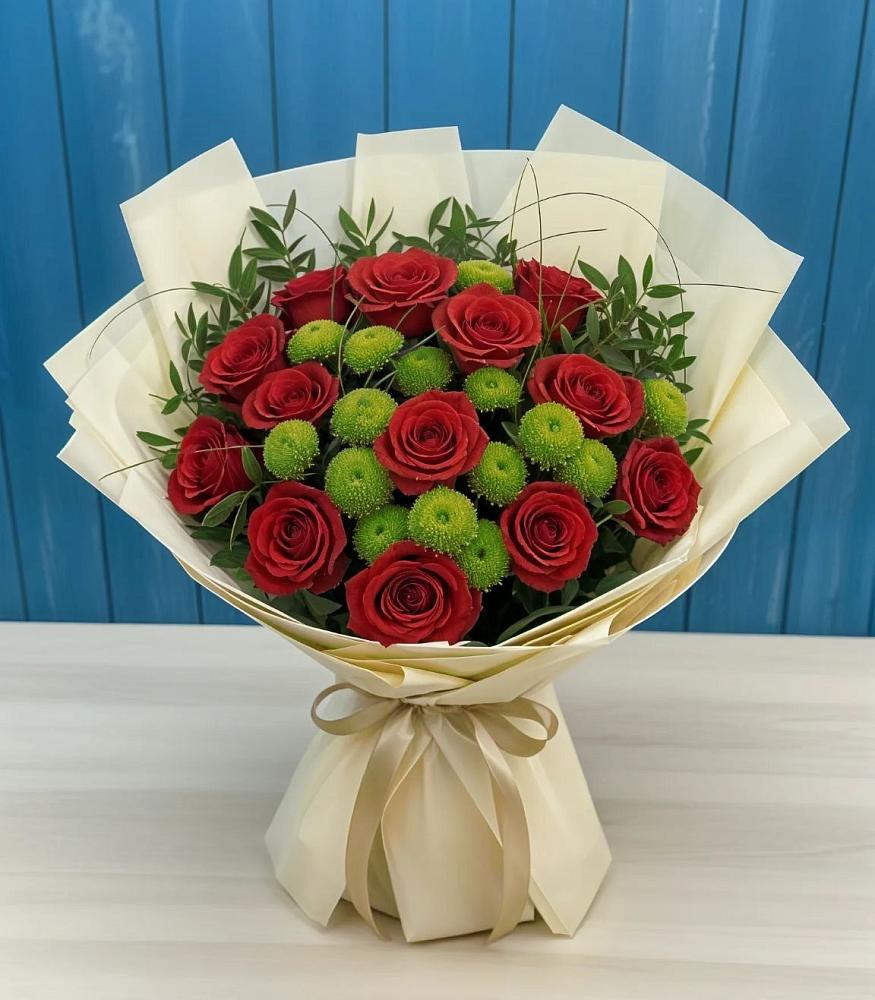 Букет цветов из: Розы и Хризантемы в Комсомольский Республики Дагестан