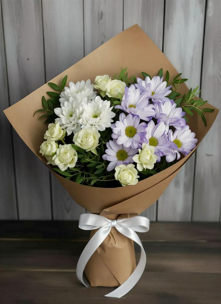Букет цветов из: Хризантемы и Розы в Комсомольский Республики Дагестан